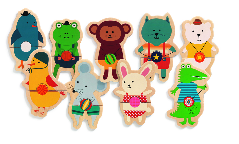 DJECO Crazy Animal Mix & Match Wooden Magnets