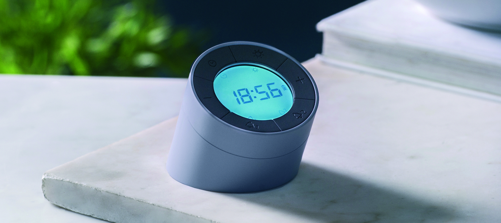 Gingko Edge Light Alarm Clock Grey