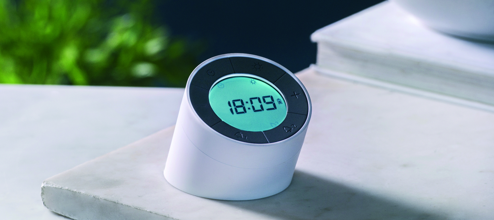 Gingko Edge Light Alarm Clock White