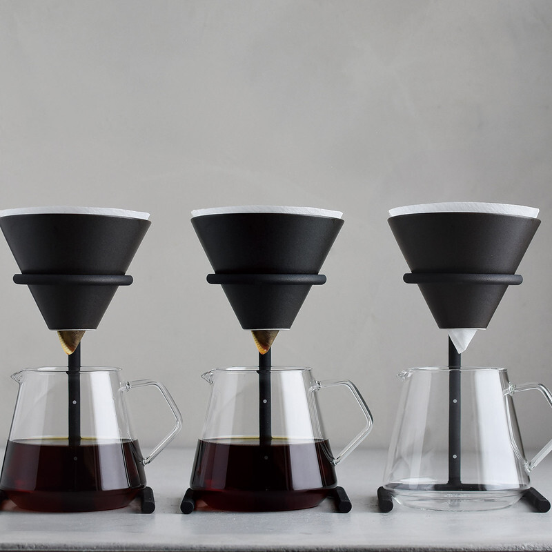 Kinto Slow Coffee Style Brewer Stand Set 4 Cups Black kinto