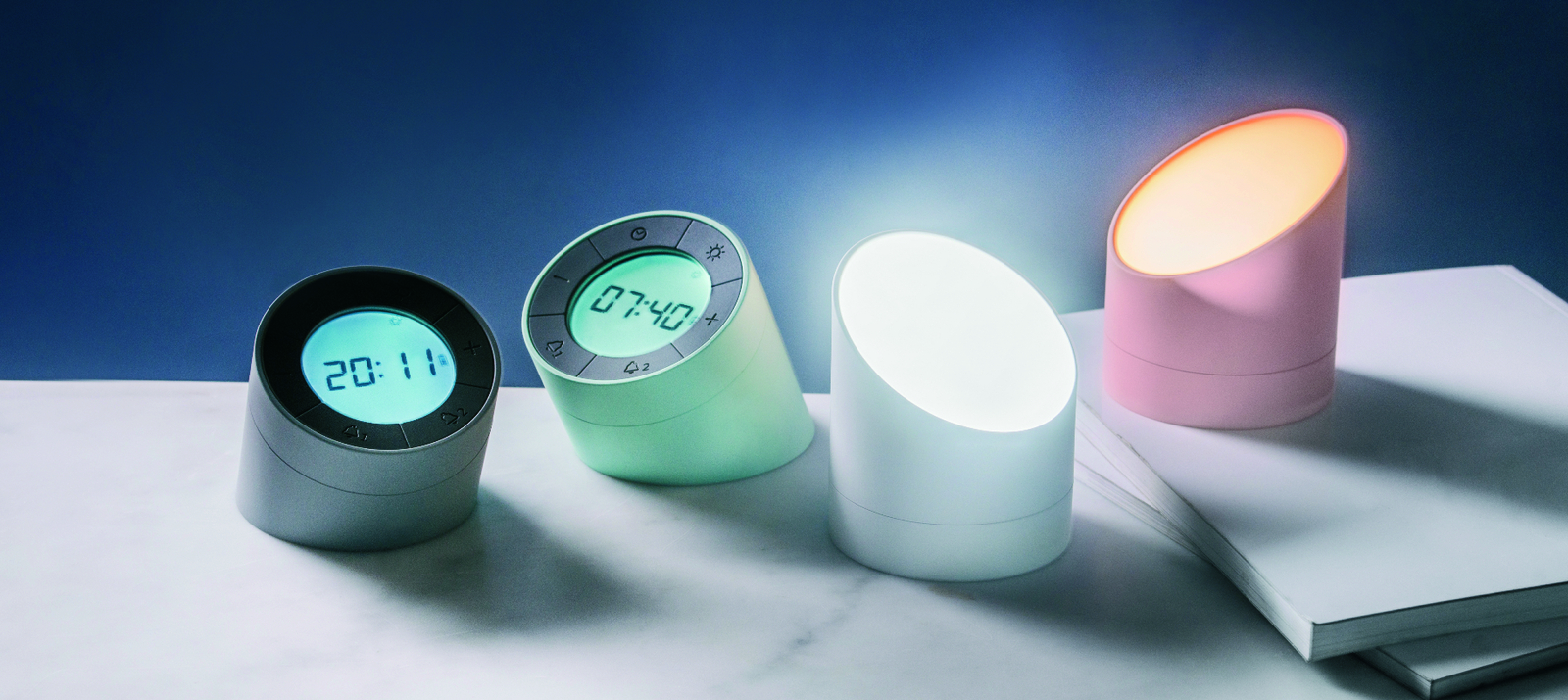 Gingko Edge Light Alarm Clock White