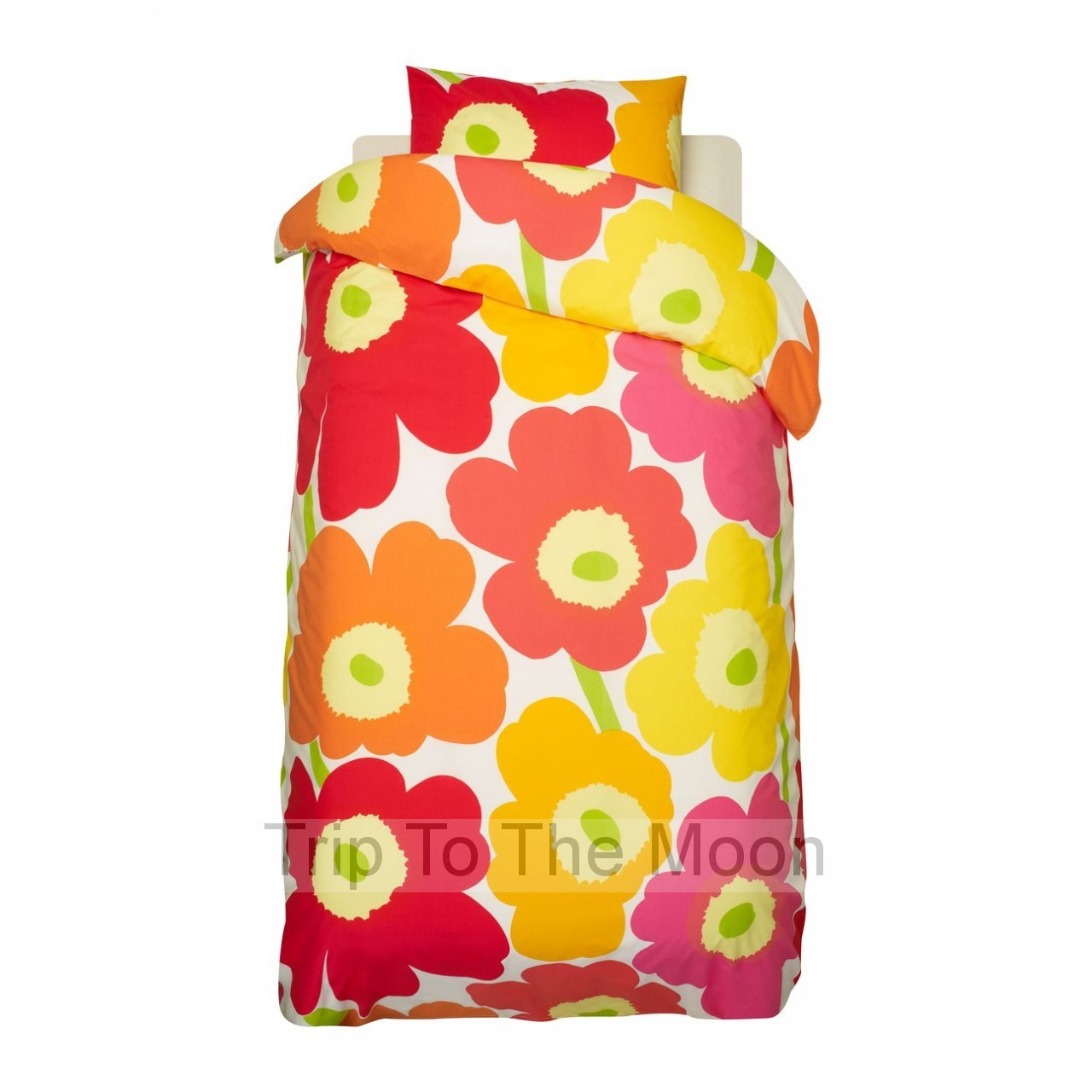 Marimekko Unikko Duvet Cover Set Orange Pink Yellow