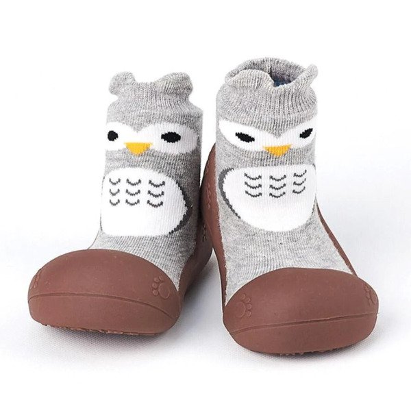 Big Toes Traditional Baby Shoes Owl Brown Large