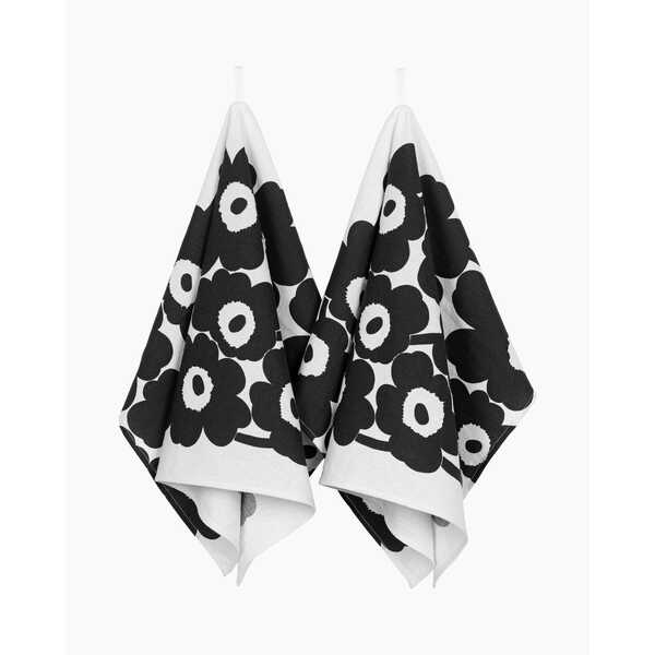 Marimekko Unikko Tea Towel 2pcs Black/White