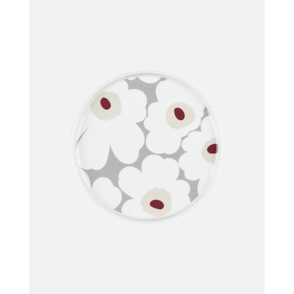 Marimekko Unikko Plate 20 cm (Taupe, Cream & Burgundy)