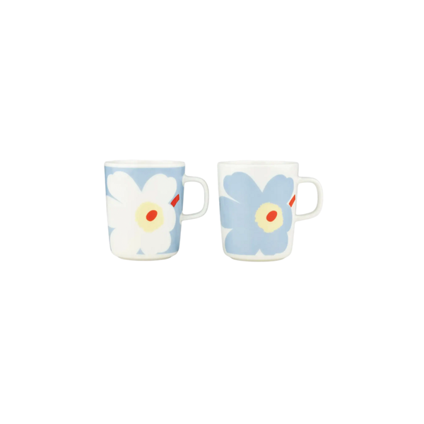 Marimekko Juhla Unikko Mug 2,5DL Set of 2 (White, Light Blue, Sand, Orange)
