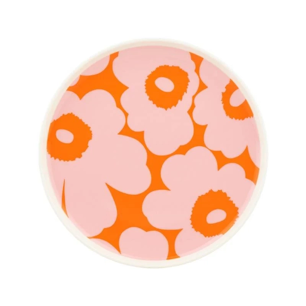 Marimekko Unikko Plate 20cm (White, Pink, Orange)
