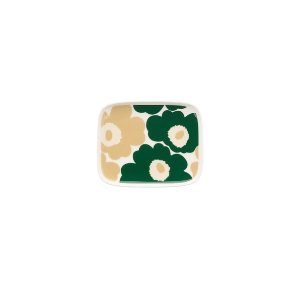 Marimekko Unikko Plate 12 x 15cm (Forrest Green, Beige, Sand)