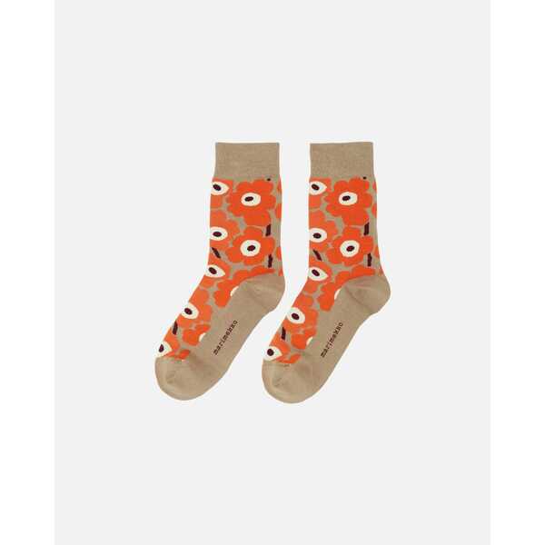 Marimekko Kirmailla Unikko Socks Beige, Orange, Black