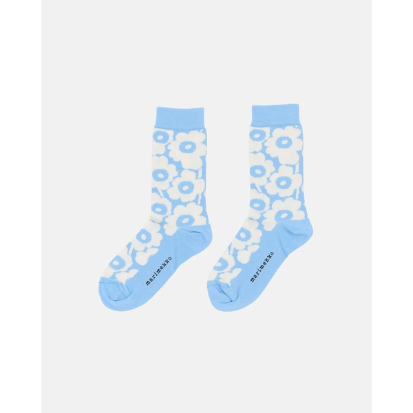 Marimekko Linjaus Unikko Socks (Colour: light blue, off white)