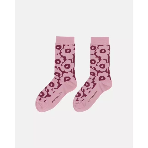 Marimekko Linjaus Unikko Socks (Colour: rose, dark rose)