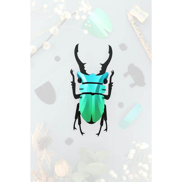 Assembli 3D Insect Stag Beetle Small Caribbean Green Metallic