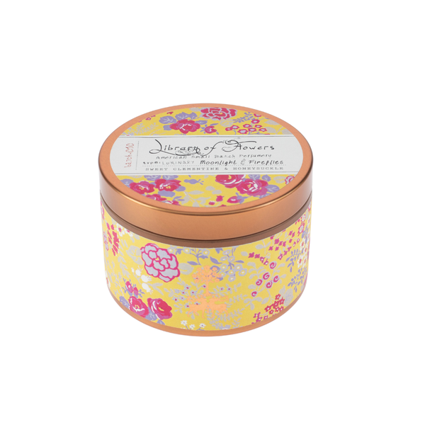 Library of Flowers - Yellow & Pink Roses Candle Tin