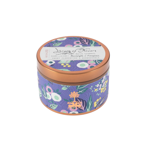 Library of Flowers - Periwinkle Floral Candle Tin