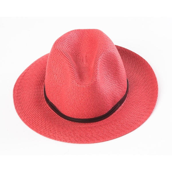 Borsalino Hat with Leather Strap Raspberry Size 58
