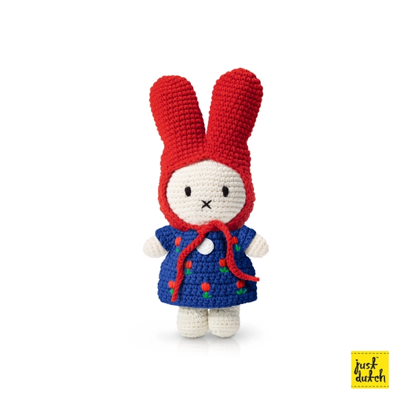 MIFFY Nijntje Handmade And Her Blue Tulip Dress and Red hat