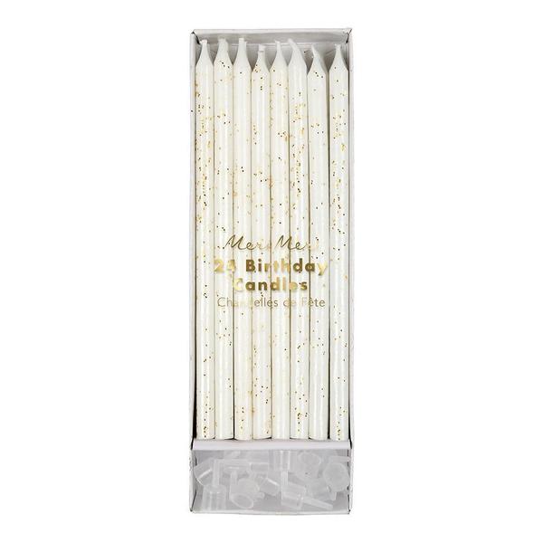 Meri Meri Glitter Candles White & Gold