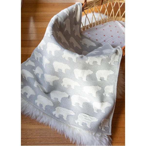 David Fusseneger Grey Polar Bears Blanket