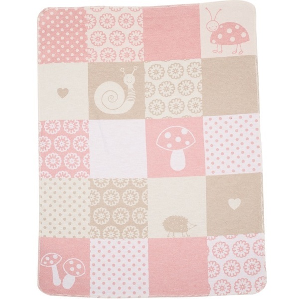 David Fussenegger Blush Pink Patch Girl Bassinet Blanket