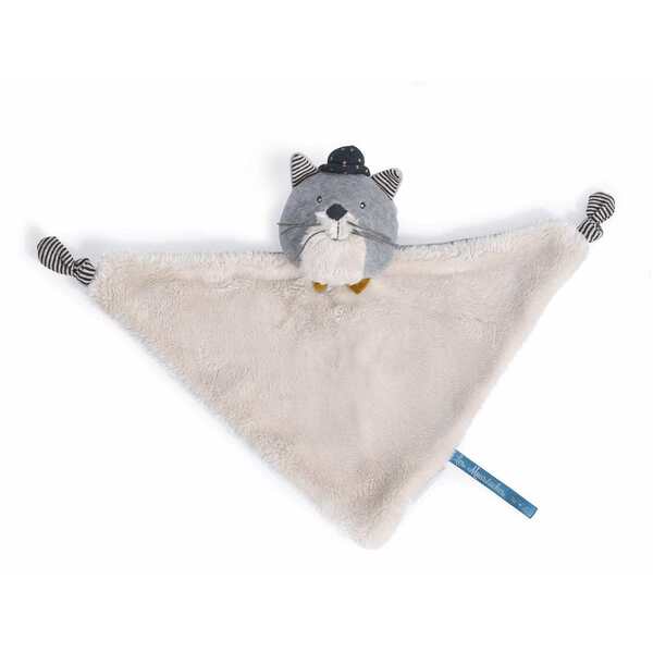 Moulin Roty Les Moustaches Fernand Light Grey Cat Comforter