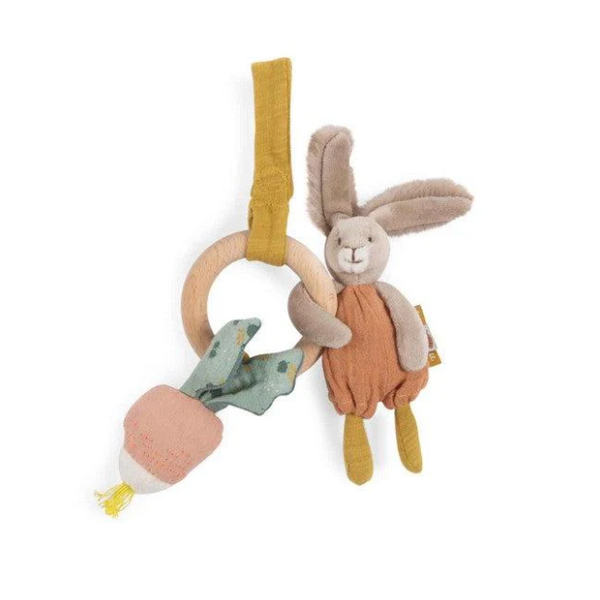 Moulin Roty Trois Petits Lapins Rabbit Wooden Ring Rattle