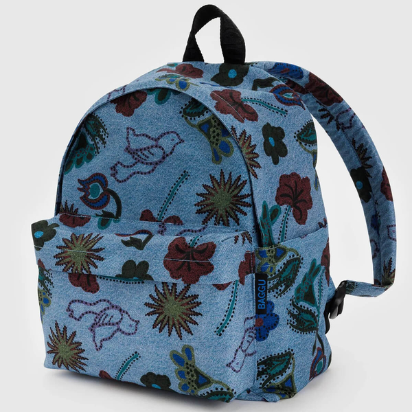 Baggu Medium Nylon Backpack - Digital Denim Birds