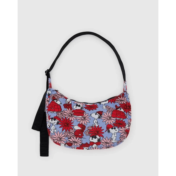 Baggu Medium Nylon Crescent Bag - Floral Snoopy
