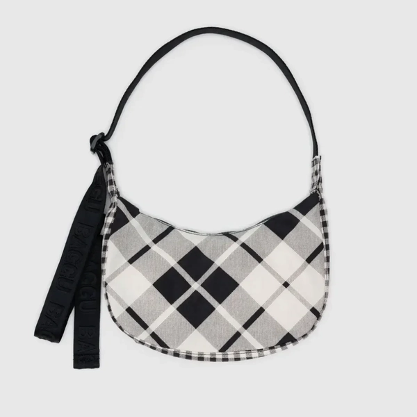 Baggu Small Nylon Crescent Bag - Mixed Plaid