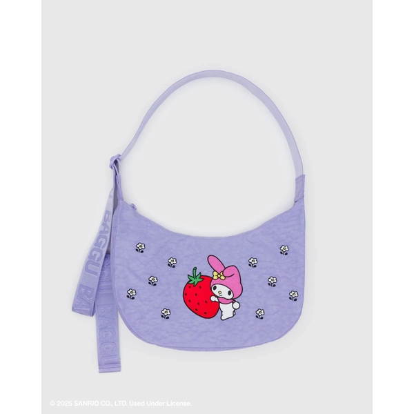 Baggu Medium Nylon Crescent Bag - Embroidered My Melody Strawberry