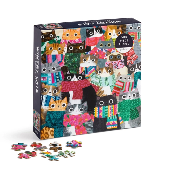 Galison Wintry Cats Puzzle 500pcs Multi-Coloured