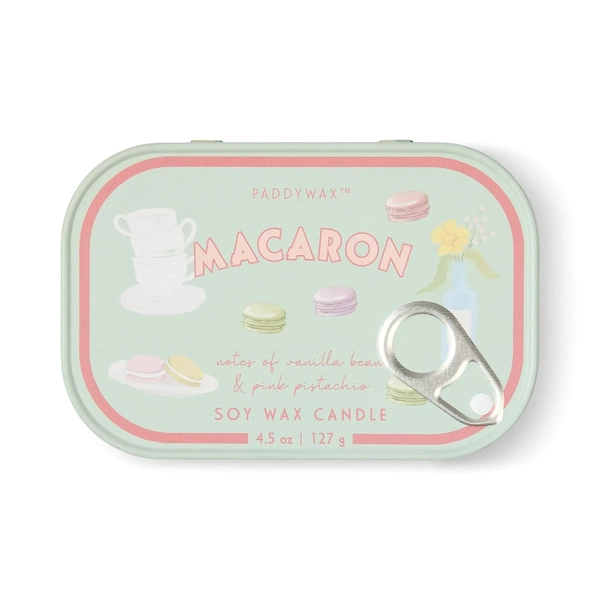 Paddywax Bistro 4oz Tin Candle - Macaron ( Pink Pistachio )
