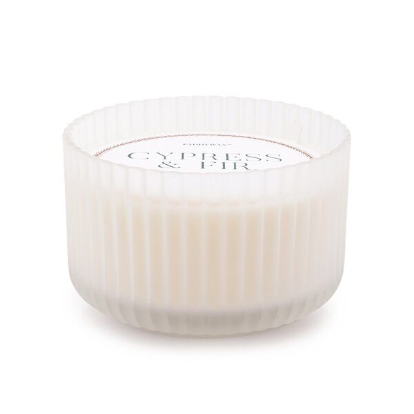 Paddywax Cypress and Fir 15oz. Frosted Large Ribbed Glass candle