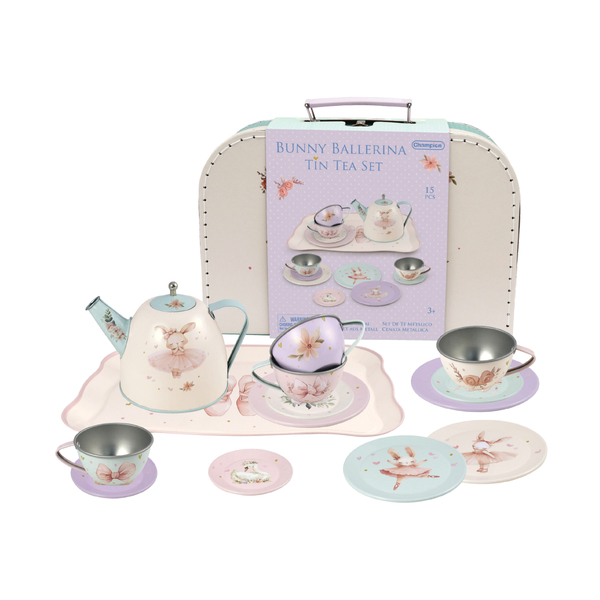 Bunny Ballerina Tin Tea Set 15 Pcs
