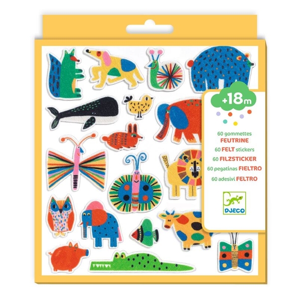Djeco 60 Felt Stickers Animals Everywhere