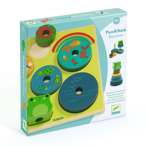 Djeco Rainbow Puzz and Stack Wooden Puzzle