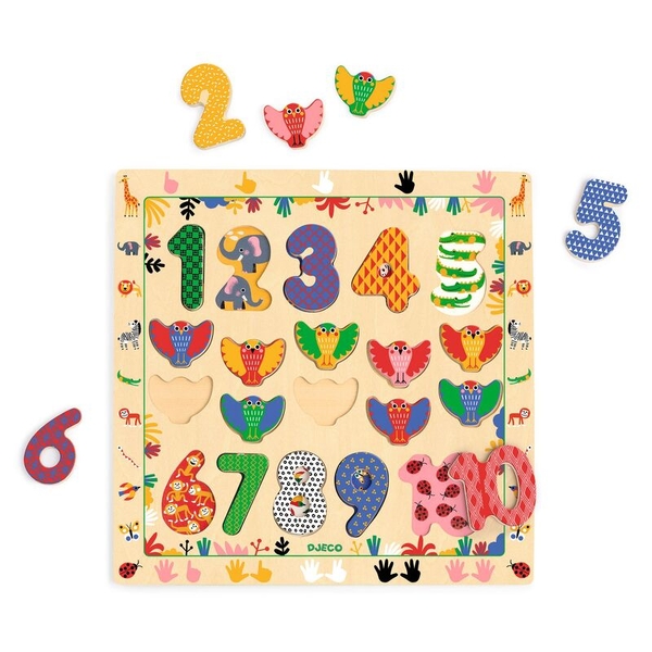 Djeco 1-10 Numbers & Birds Wooden Puzzle