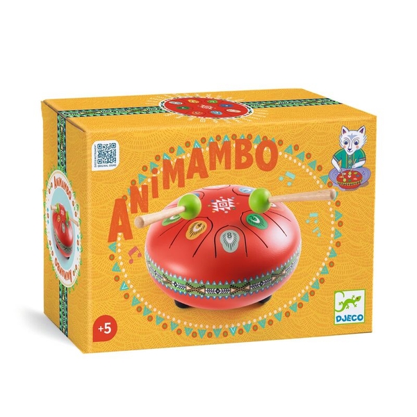 Djeco Red Metal Tongue Drum with 8 Notes
