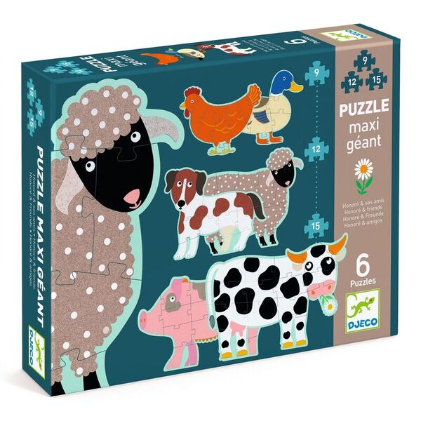 Djeco Honore and Friends 9,12,15 pieces Giant Puzzle