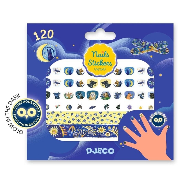 Djeco Moonlight Glow In The Dark Nail Stickers 120pc