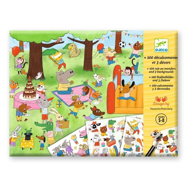Djeco Party Time! 100 Decals With 3 Backgrounds