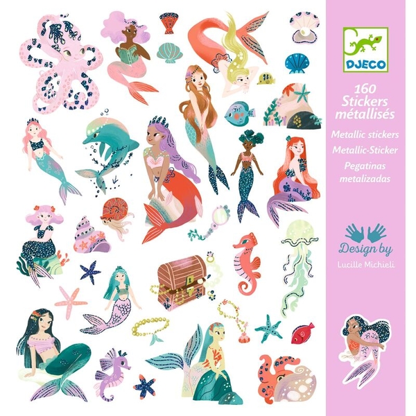 Djeco Sparkly Mermaids Metallic Sticker Set