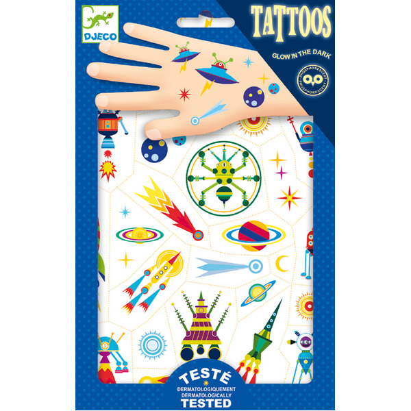 Djeco Space Oddity Glow in the Dark Tattoos