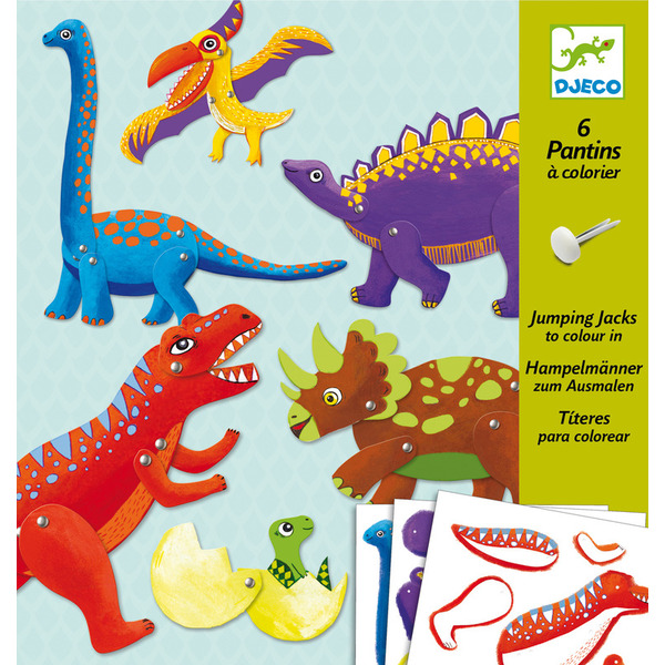 Djeco 6 Jumpin Jacks To Colour In Dino