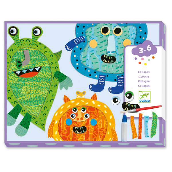 Djeco Little Monster Tear and Stick Collage Set