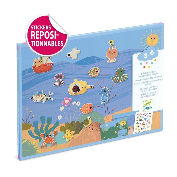 Djeco Summertime 30pc Reusable Puffy Stickers