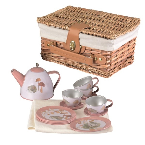 Egmont Tin Tea Set Hedgehog In A Wicker Basket