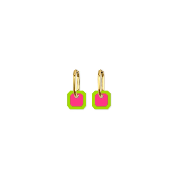 Moe Moe Design Earrings - Cami Gem Bold Green/Pink