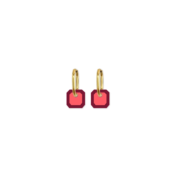 Moe Moe Design Earrings - Cami Gem Burgundy/Coral