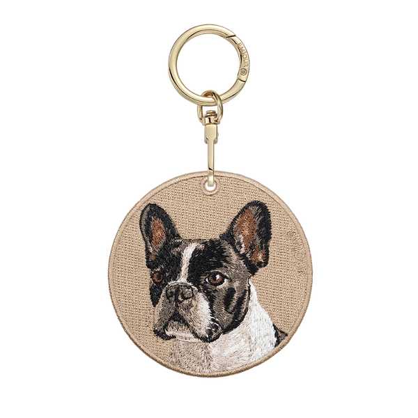 Emjour Embroidered Keychain - Black and White French Bulldog