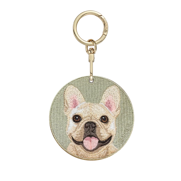 Emjour Embroidered Keychain - French Bulldog (Green)